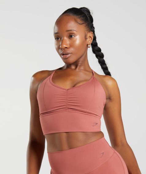 Women's Gymshark Elevate Longline Sports Bra Rose | NZ 1JHLNG